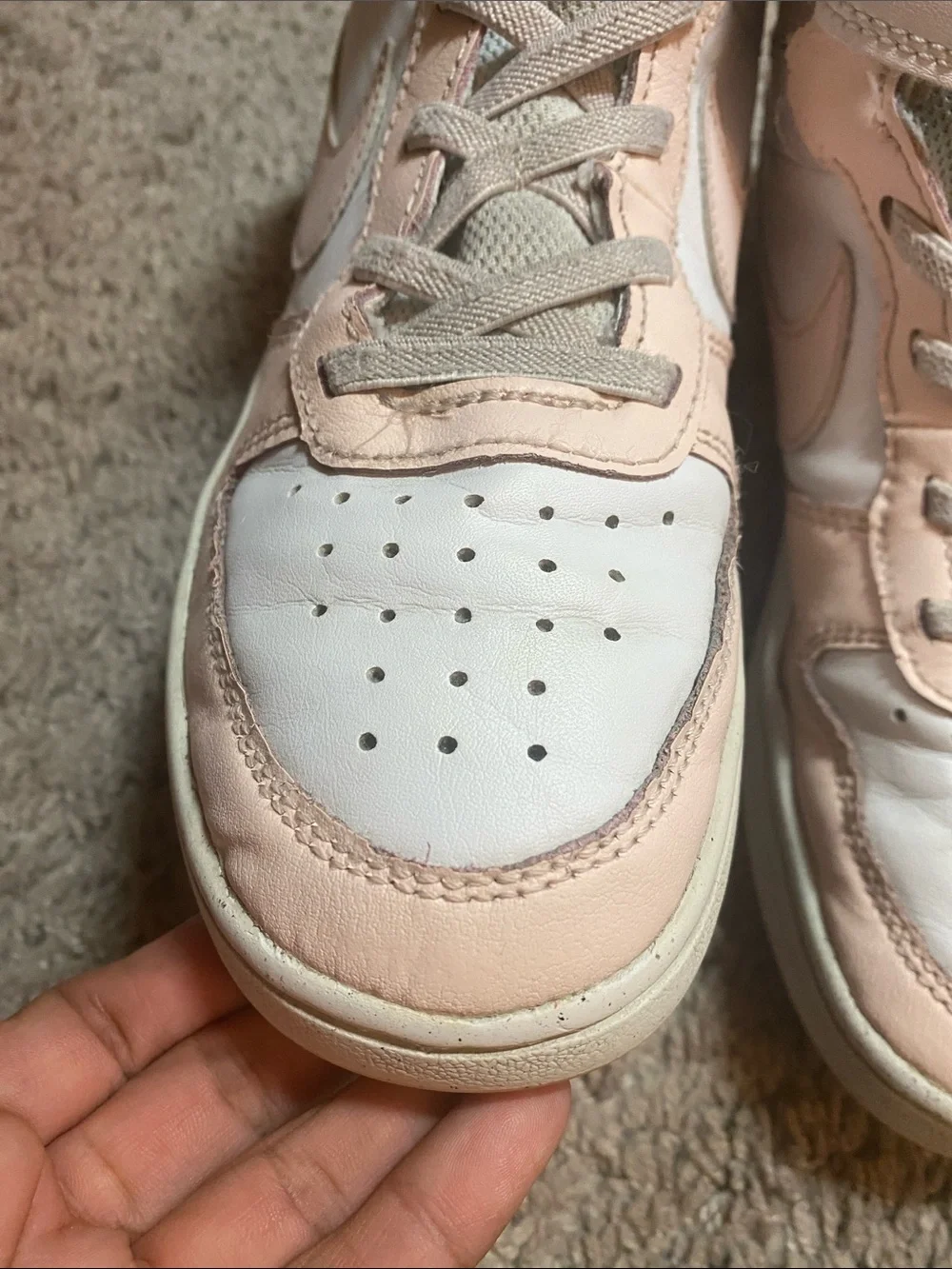 Nike Court Borough Hi Sneakers in Light Pink and White size 3Y
